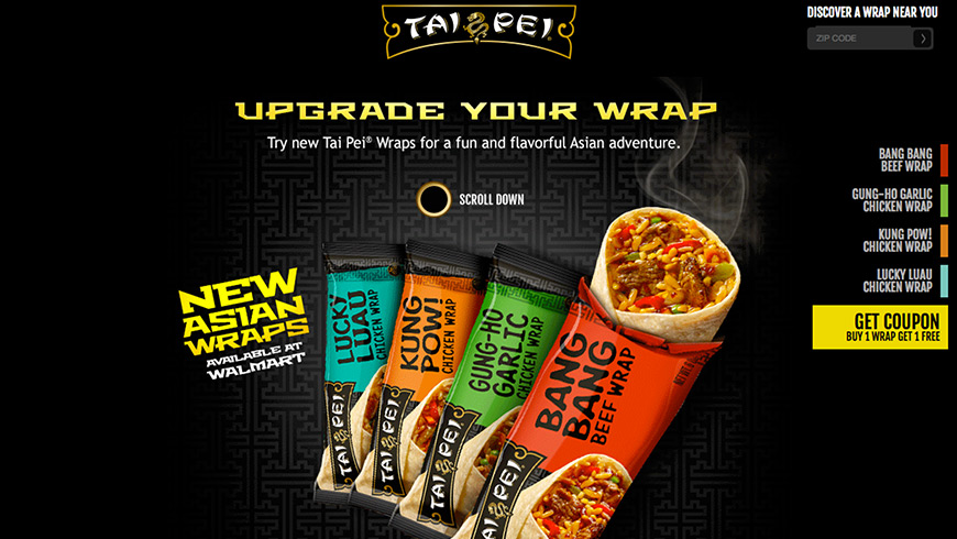 Tai pei Wraps Landing Page