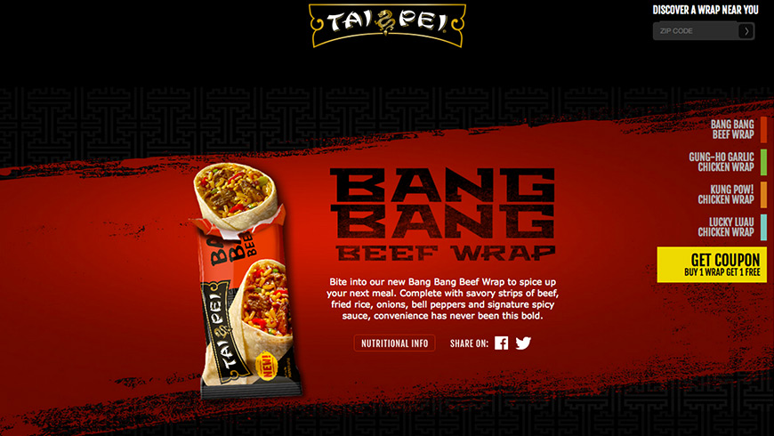 Tai pei Wraps Landing Page